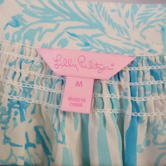Lilly Pulitzer Aqua and White Tropical Blouse - Picture 10 of 10